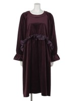 アシメフリルベロアワンピース/BLK