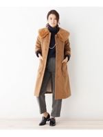 エコファー衿シャギーコート/ブルー(092)