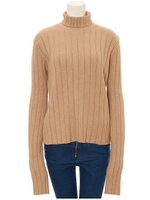 ハイネックロングスリーブリブニット/ベージュ