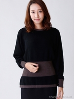 バイカラーぺプラムニット/ブラック