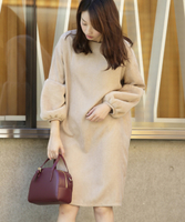 ライスコールフェイクファー袖ワンピース