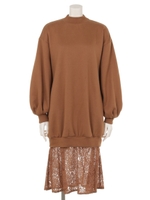 レースレイヤード2wayワンピ/BLK