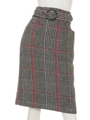 【スカート】ベルト付きチェックタイトスカート/モノトーン