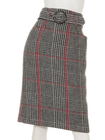 【スカート】ベルト付きチェックタイトスカート/モノトーン