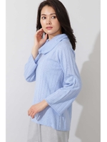 ◆リブオフタートルニット/ブルー(110)