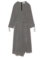 カシュクールミドル丈ワンピース/STRIPE