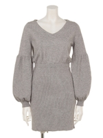 パフSLV V/N タイトKnit OP/BRN