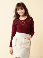 フラワーパーツニット/レッド