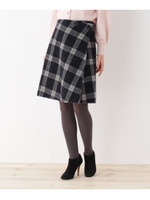 無地×チェックリバーシブルラップスカート/グレーチェック×グレー(212)