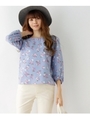フラワープリントブラウス/ブルー系(195)
