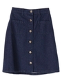 ・フロント釦デニムスカート/ダークインディゴ