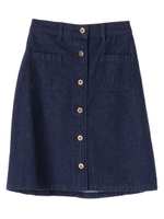 ・フロント釦デニムスカート/ダークインディゴ