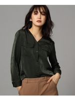 【WEB限定】マットサテンブラウス/ピンク系(074)