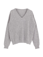 Vネックアンゴラニットプルオーバー/ホワイト