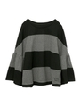 WIDE STRIPE RUFFLE SLEEVE TOP/ネイビー