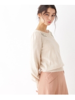 【Sサイズあり】【WEB限定カラーあり】アンゴラ混パールニットプルオーバー/ライトベージュ(951)