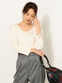 〓○TORRAZZO DONNA スカラップVネック プルオーバー / トラッゾドンナ/OFF WHITE