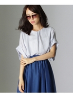 〔洗える〕ストライプダブルフェイスブラウス/ベージュ(352)