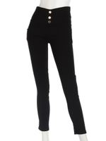 ボタンデザインブラックタイトレギパン/ブラック(027)