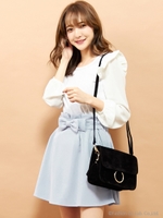 ウエストリボンタックフレアスカート/サックス