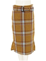 チェック柄ロングタイトスカート/ブラウン