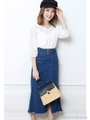 【ドラマ着用】デニムAラインスカート/ライトブルー