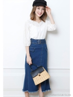 【ドラマ着用】デニムAラインスカート/ライトブルー