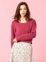 バックレースアップニット/ブラック