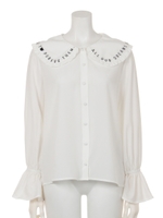 ビッグカラーブラウス/ホワイト