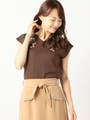 刺繍フラワーＴシャツ/ショッキングピンク
