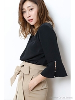 【ドラマ着用】袖パールブラウス/ホワイト