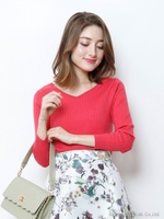 バックチェーンリブニット/レッド