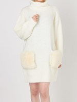 フェイクファーポケットニットOP/L.GRY