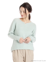 3つフェイクパール畦ニットPO/ミント