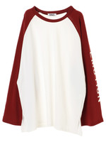 DING/袖ロゴフレアラグランTシャツ