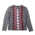Vネックシャツ 2 バーバリーブラックレーベル 55990 BURBERRY BLACK LABEL グレー系×ピンク系 メンズ
