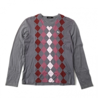 Vネックシャツ 2 バーバリーブラックレーベル 55990 BURBERRY BLACK LABEL グレー系×ピンク系 メンズ