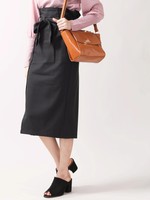 WEGO/ウエストリボンタイトミディスカート