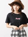 WEGO/ピンクローズ刺繍Tシャツ