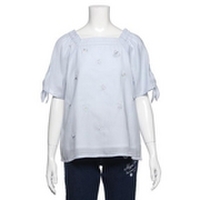 【50%OFF】リボンスリーブ花刺しゅうブラウス