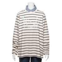 【50%OFF】衿つきボーダー柄トレーナー