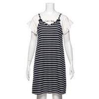 【50%OFF】袖フレアTシャツ&ボーダー柄ワンピースセット