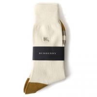 【新品】 くつ下 25〜26 バーバリー 56642 BURBERRY オフホワイト系×ゴールドブラウン系 メンズ