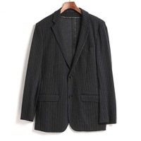 【新品】 ストライプノッチドラペルテーラードウールジャケット S バーバリーブラックレーベル 71671 BURBERRY BLACK LABEL ブラック メンズ