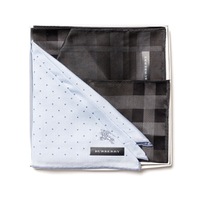 【新品】 ハンカチ　２枚セット　箱入り  バーバリーロンドン 68740 BURBERRY LONDON グレー　ブルー レディース