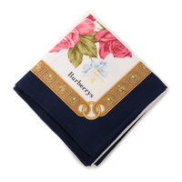 【新品】 ハンカチ　柄物 50cm×49cm  バーバリーズ 51415 Burberrys ホワイト系×ネイビー系 レディース