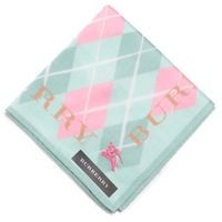 【新品】 薄手 ハンカチ アーガイル  バーバリー 72006 BURBERRY グリーン レディース
