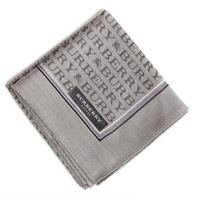 【新品】 薄手 ハンカチ 英字  バーバリー 72227 BURBERRY グレー メンズ