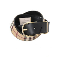 【新品】バーバリー ロンドン　チェックベルト(75) ブラック系 y-000438 メンズ