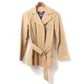 チェックライナー付ウエストベルト比翼コート 38 バーバリーブルーレーベル 01000094 BURBERRY BLUE LABEL ベージュ レディース